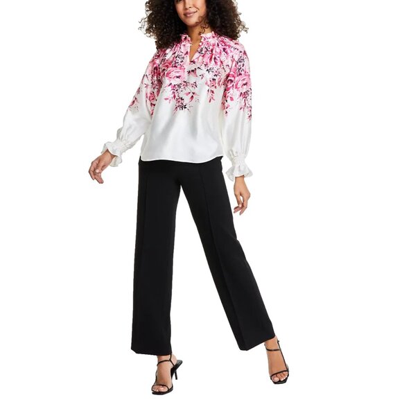 Anne Klein Women's Ruffled-Neck Floral-Print Top Size XL - Picture 1 of 1